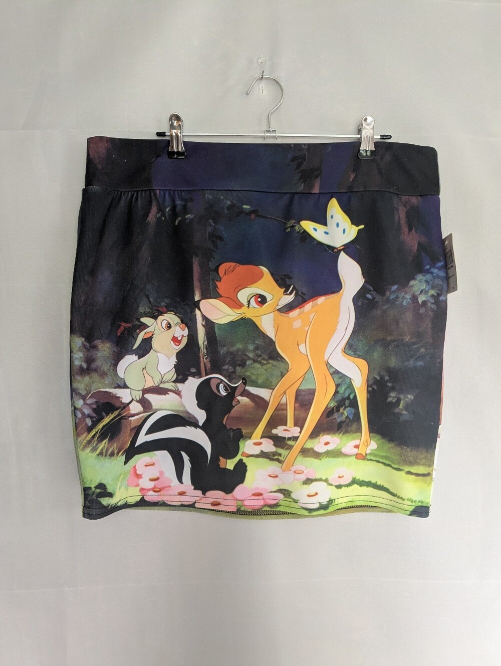 Disney Bambi Original Movie Art Graphic Bodycon Mini Skirt Hot Topic XL NWT